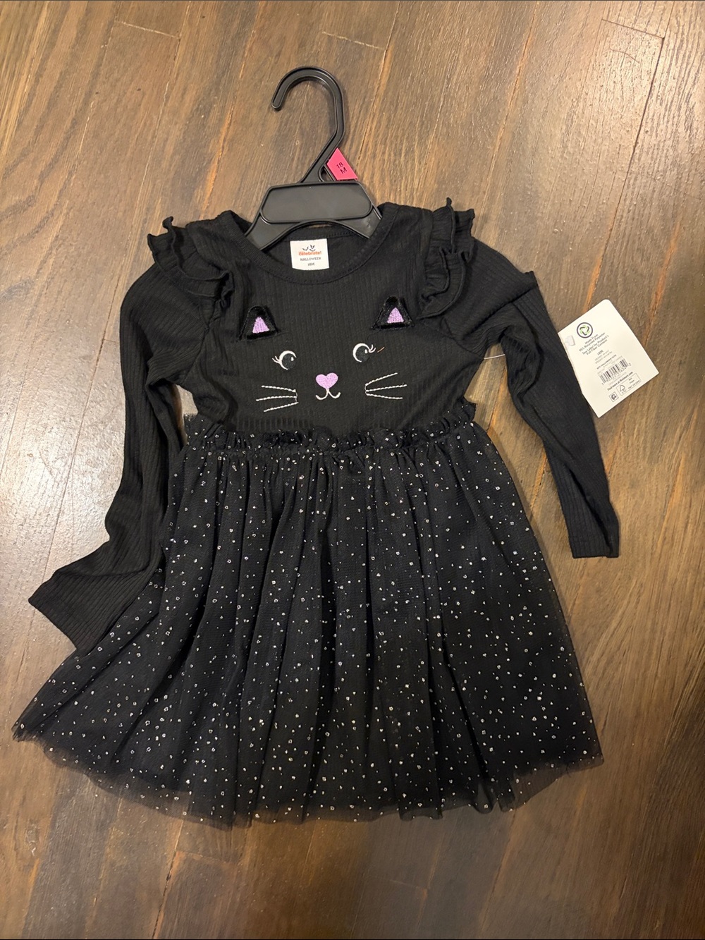 Black Cat Tulle Dress with Sparkle Skirt